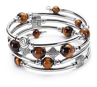 YooAi Wrap Bracelet Beaded Bracelet for Women Tiger Stone Elastic Stackable Bracelet Yellow