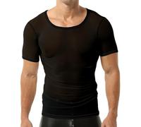 YOOBNG Mens Mesh Undershirt See Through Shirts Short Sleeves Tank Tops Sheer Shirt Activewerar