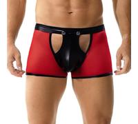 YOOBNG Mens Mesh Underwear Boxer Shorts See Through Open Front Leather Shorts Clubwear