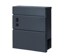 YOOBOX Wall-Mount Mailbox with Lock and Keys, Large Capacity Mailbox Drop Box, Locking Postbox, Steel Metal Rust-Proof Mail Box 14.17 x 15 x 4.13 Inch, Gray, MD006-2