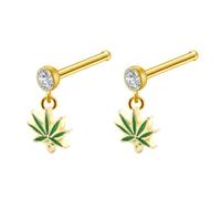 Yooce Marijuana Leaf Nose Ring Nose Stud Cannabis Weed Nose Hoop Screw Piercing Jewelry, 2Pcs, Stainless Steel, no gemstone