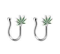 Yooce Marijuana Leaf Nose Ring Nose Stud Cannabis Weed Nose Hoop Screw Piercing Jewelry, Stainless Steel, no gemstone