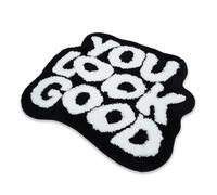 YOOCHUENG Bath Mat Alphabet Non Slip Bathroom Rug Creativity Funny Carpet High Pile Rug for Bedroom Absorbent Floor Mat Washable Bathroom Accessories Home Essentials,Black