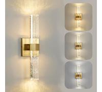 YOOCHUENG Crystal Wall Light Gold Modern - Art Deco with Tri-Color Lighting Wall Lamp Indoor for Living Room,Hallway,Bedroom,Bathroom (Gold)
