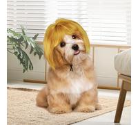 YOOCHUENG Funny Dog Wig,Pet Cosplay Wigs,Fancy Cat Headwear,Pet Costumes,Creative Cat Halloween Headwear,Christmas Outfit for Small Dogs,Gold