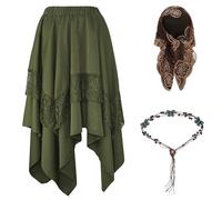 YOOCHUENG Women's Green Gothic Steampunk Skirt,Halloween Victorian Costume
