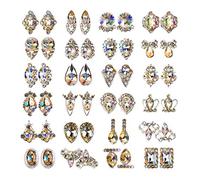 YOOCUS 48pcs Nail Crystal AB Rhinestones, 24 Styles, Glass, Multiple Shapes, Nail Art Decoration