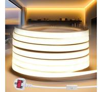 YOODI LED Strip Light 2M 220V Cuttable Outdoor Neon Rope Light Fireproof Waterproof IP65 Flexible Silicone 10X10mm 3000K Warm for Bedroom Decor Kitchen Home