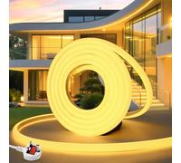 YOODI Neon COB Led Strip Lighting 10M /32.8 FT 220V IP65 Waterproof Fireproof Cuttable Warm White 3000K Flexible Neon COB Led Strip Lights Included Plugs for Bedroom, Garden, Kitchen, Outdoor & Indoor