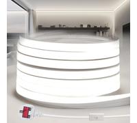 YOODI Neon LED Strip Lights 30M 220V Cuttable Silicone Rope Light 10X10mm Flexible Outdoor Fireproof Waterproof IP65 6000K White for Bedroom Decor Kitchen Home