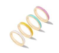 YOOESTORES82 4PC Simple Colorful Bands Stacking Rings Set for Women. Boho Enamel Knuckle Ring Sets Gold Joint Midi Multiple Finger Rings, 5 UK, Metal, No Gemstone