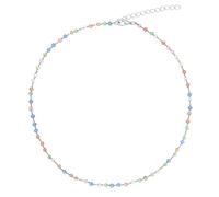 YOOESTORES82 Bohemia Colorful Beaded Beads Choker Necklace for Women,Simple Fresh Green Crystal Beaded Square Round Bead Choker Necklace, Crystal, Opal