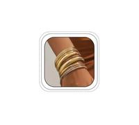 YOOESTORES82 Gold Chunky Stackable Bangle Bracelet Set for Women, Vintage Boho Geometric Circular Metal Bracelet Minimalist Trendy Statement Jewelry Party Gifts, M, Alloy, no gemstone