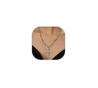 YOOESTORES82 Gothic Cross Necklace for Women Men Goth Vintage Cross Pendant Necklace Punk Carving Y2k Necklace Halloween Party Jewelry, Metal, Rhinestone