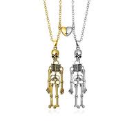 YOOESTORES82 Punk Skeleton Couple Necklace for Women Men.Mutual Attraction Retro Skeleton Skull Ghost Necklaces Best Friend Friendship Necklace Halloween Jewelry, Zinc
