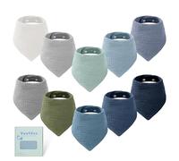 Yoofoss Baby Bibs 10 Pack Dribble Bandana Bibs 100% Cotton for Boys Drool Bib for Teething Soft and Absorbent with Adjustable Snaps