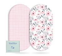 Yoofoss Moses Basket Sheets 41 x 84 cm, Fitted Soft & Breathable Microfiber Pram Sheet for Newborn Baby Boy and Girl, Crib Bassinet Mattress Protector 2 Pack