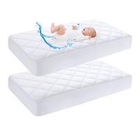 Yoofoss Next to Me Crib Mattress Protector 51 x 85 cm Waterproof Next to Me Mattress Protector 2 Pack Breathable & Comfortable Baby Mattress Cover White