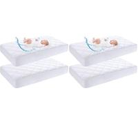Yoofoss Next to Me Crib Mattress Protector 51 x 85 cm Waterproof Next to Me Mattress Protector 4 Pack Breathable & Comfortable Baby Mattress Cover White