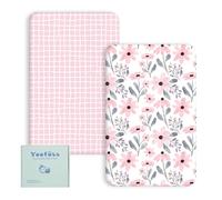 Yoofoss Next to Me Crib Sheets 51 x 85 cm, Ultra Soft Bedside Cot Fitted Sheet Soft & Breathable Microfiber Toddler Bed Mattress Protector 2 Pack