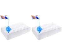 Yoofoss Travel Cot Mattress Protector Waterproof 65 x 95 cm Fitted Breathable & Comfortable Quilted Toddler Mattress Protector White (Pack of 2)