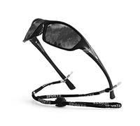 yoofun Polarized Sports Sunglasses for Men Driving Cycling Fishing Sun Glasses 100% UV Protection with Glasses Rope Strap, Black&Gun/Black