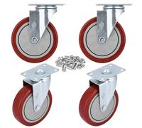 YOOGAA 5" Heavy Duty Caster Swivel Caster Wheels No Noise 360 Degree Rotation Plate Caster with Screw Total Capacity 1500lbs Set of 4 Without Brake