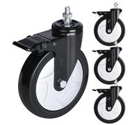 YOOGAA M12 Stem Caster 6 inch Threaded Heavy Duty Swivel Caster Wheels 2000lbs Dual Locking Industrial Casters Set of 4 Castors for Wire Shelving, Carts, Furniture.