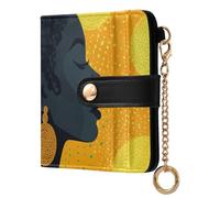 Yoogain African Beuaty Dots Women's Folding Wallet For Women Convenient Compact PU Leather Wallet for Women Girls
