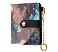 Yoogain Anime Japanese Beauty Ladies Lightweight Foldable Wallet Waterproof PU Leather Folding Wallet for Girls Women Ladies