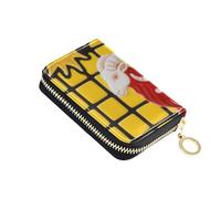 Yoogain Astrology Red Yellow Checkered leather credit card holder wallet With 9 cards slot RFID Blocking men card holder with zipper