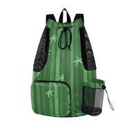 Yoogain bamboos Green Print Drawstring Backpack For Swim Gym Sackpack With Pockets String Backpack Bag Dry Wet Separation