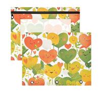 Yoogain Binder pencil pouches With 3 Reinforced Grommets Storage Bag for A4 Paper Letter 2 Pack Students College Supplies Green Cute Hearts