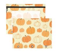 Yoogain Binder pencil poucheses Adorable Storage Bag for A4 Paper Letter 2 Pack Teacher Home Fake Sequins Pumpkin Yellow Autumn