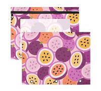 Yoogain Binder pencil poucheses Clear 3 Rings Pocket for A4 Paper Letter 2 Pack Students Back To School Cartoon Cute Passion Fruit Purple