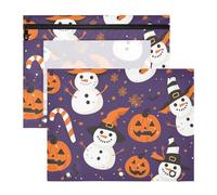 Yoogain Binder Pouches Adorable 3 Hole Punch for A4 Paper Letter 2 Pack Teacher Office Spooky Season Snowman Halloween