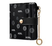 Yoogain Bitcoin Sign Hodl Black Women's Folding Card Wallet Cute Premium PU Leather Wallet for Women