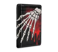 Yoogain Black Blood Skull Hand leather mens wallet slim with money clip RFID Blocking id card holder for Men and Women