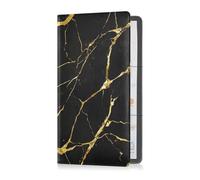 Yoogain Black Gold Marble Leather Auto Registration Insurance & ID Card Holder Car Essentials for any Car, Truck, Motorcycle, Trailer or Boat
