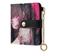 Yoogain Black Psycho Anime Ladies Cute Foldable Wallet Unique Minimalist PU Leather Wallet for Women Boys Girls