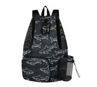 Yoogain Black Shark Dark Wave Drawstring Backpack For Women Men Camp Bag With Pockets Cinch Bags Dry Wet Separation