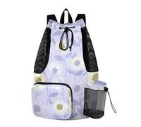 Yoogain Blu Ray Sunflower Pastel Purple Hiking Drawstring Backpack Climbing Gym Bag With Water Bottle Holder String Bag Wet and Dry Separation