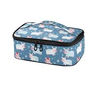 Yoogain Blue and Pink Playful Pig Lunch Bags Large Capacity Cooler Tote Box with Handle for Work