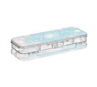 Yoogain Blue-pink Tarot Astrology Clear Pencil Plastic Box Double Layer Penscases For Kids With Lid