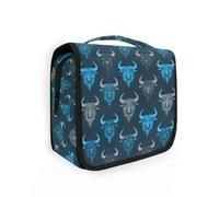 Yoogain Buffalo Demon Blue Gray mens toiletry bag with hanging hook stylish toiletry bags Vertical Free-Standing