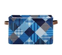 Yoogain Buffalo Plaid Checkered Stripe Black Blue storage baskets, Foldable waterproof decorative baskets with sturdy handle rack Decorations for shoe