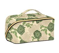 Yoogain Carnation Olive Green and Sand Toiletry Bags with dividers Portabloiletry Bag For Women Travel-Size Accessories