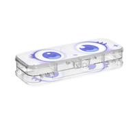 Yoogain Cartoon Cute Big Eyes Purple Plastic Pencil Box Double Layer Hard Boxes Pens Case For School With Lid