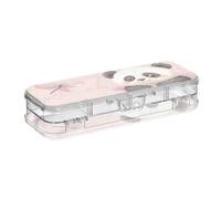 Yoogain Cartoon Cute Pandas Peach Clear Pencil Plastic Box Double-Deck Transparent Pens Case For Kids With Snap-Tight Lid