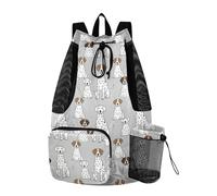 Yoogain Cartoon Dalmatian Dogs Cute White Hiking Drawstring Backpack Summer Camp Bag With Pockets String Bag Waterproof